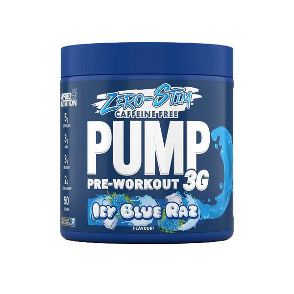 Pump 3G Pre-Workout (Zero Stimulant), Icy Blue Raz (EAN 5056555204993) - 375g - Sense42 Beauty and Health