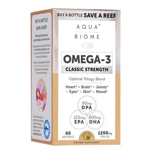 Aqua Biome Omega-3 Classic Strength, 1200mg (Lemon) - 60 softgels - Sense42 Beauty and Health