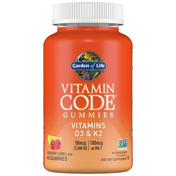 Vitamin Code Gummies Vitamins D3 & K2, Raspberry Lemon - 45 gummies - Sense42 Beauty and Health