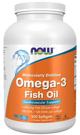 Omega-3 Fish Oil, Molecularly Distilled - 500 softgels - Sense42 Beauty and Health