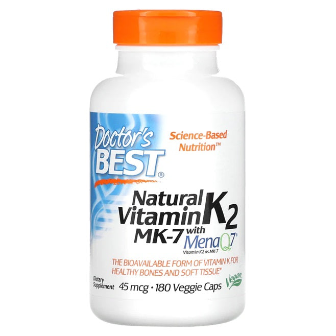 Natural Vitamin K2 MK7 with MenaQ7, 45mcg - 180 vcaps - Sense42 Beauty and Health