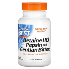 Betaine HCl Pepsin & Gentian Bitters - 120 caps - Sense42 Beauty and Health
