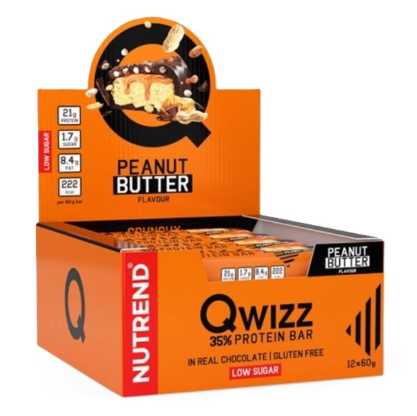 Qwizz 35% Protein Bar, Peanut Butter - 12 x 60g - Sense42 Beauty and Health