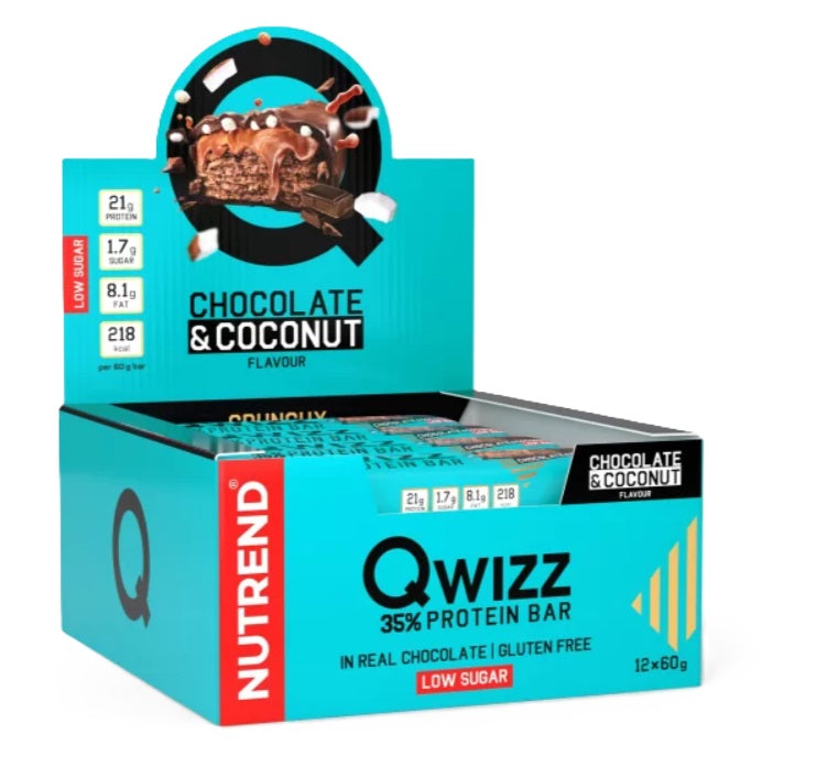 Qwizz 35% Protein Bar, Chocolate & Coconut - 12 x 60g - Sense42 Beauty and Health