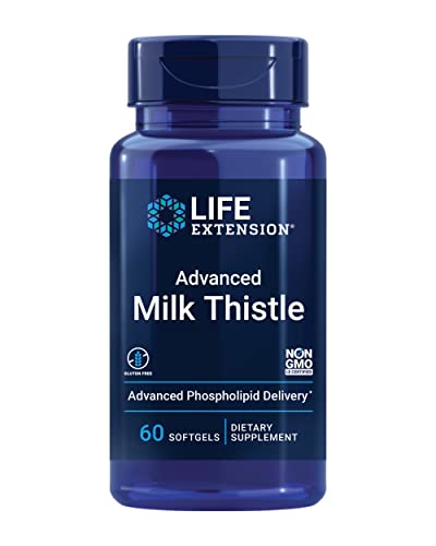 Life Extention Advanced Milk Thistle - Milk Thistle Supplement for Liver Function Support, Kidney Health & Detox - with Silymarin, Silibinins, Isosilybin A,B - Gluten-Free, Non-GMO - 60 Softgels - Sense42 Beauty and Health