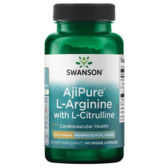 Swanson Ajipure L-Arginine with L-Citrulline Amino Acid - 60 Veg Capsules - Sense42 Beauty and Health