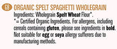 Biona Organic Spelt Wholegrain Spaghetti, 500g - Sense42 Beauty and Health