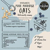 Amisa Organic Gluten Free Porridge Oats, 1kg - Batch Tested for Gluten - Source of Fibre - Sustainable 100% Recyclable Paper Packaging - For Cooking, Breakfast or Baking - Sense42 Beauty and Health