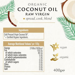 Biona Organic Coconut Virgin Oil Raw 400g - Sense42 Beauty and Health