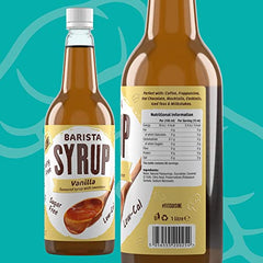 Fit Cuisine Coffee Syrups - Barista Syrup for Coffee Drinks, Coffee Flavours, Low Calorie, Sugar Free (Vanilla Syrup - 1 Litre) - Sense42 Beauty and Health