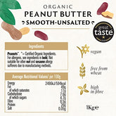 Biona Organic Smooth Peanut Butter 1KG - Unsalted & Palm Oil Free - Made with Freshly Roasted Organic Nuts - Source of Vegan Protein - Gluten & GMO Free - Sense42 Beauty and Health