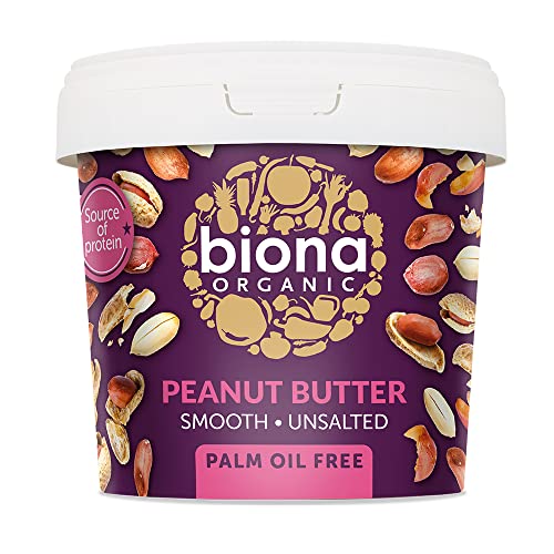 Biona Organic Smooth Peanut Butter 1KG - Unsalted & Palm Oil Free - Made with Freshly Roasted Organic Nuts - Source of Vegan Protein - Gluten & GMO Free - Sense42 Beauty and Health