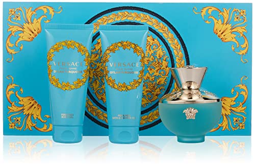 Versace Pour Femme Dylan Turquoise Gift Set 100ml EDT + 100ml Shower Gel + 100ml Body Lotion + Purse - Sense42 Beauty and Health
