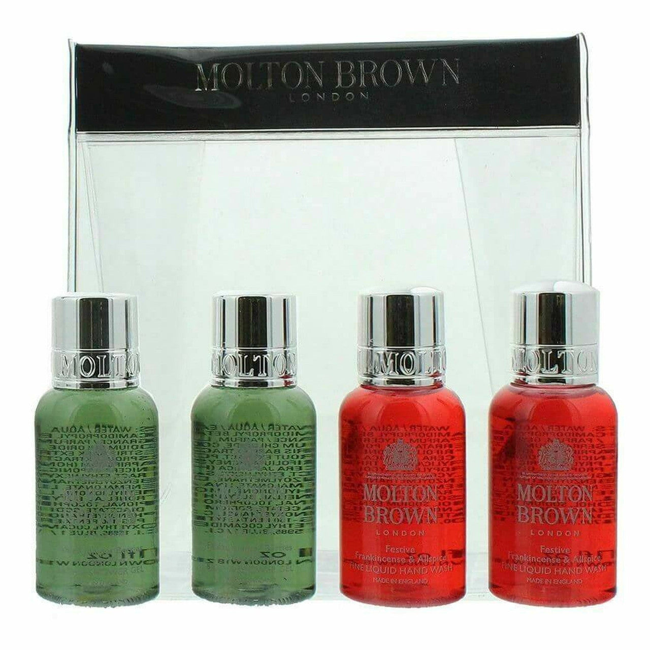 Molton Brown Gift Set 2 x 30ml Festive Frankincense & Allspice Hand Wash + 2 x 30ml Fabled Juniper Berries & Lapp Pine Body Wash