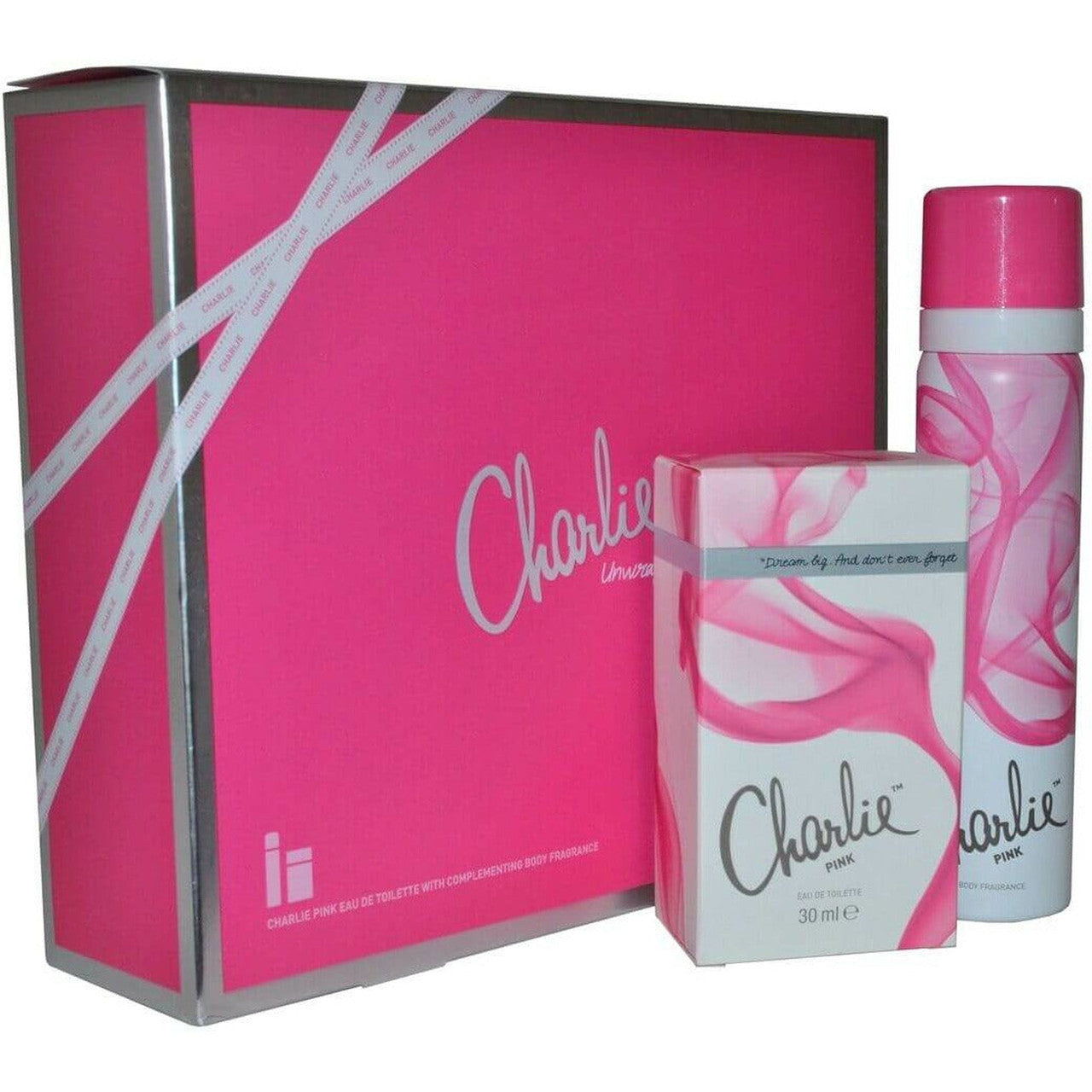Revlon Charlie Pink Gift Set 30ml EDT Spray + 75ml Body Spray