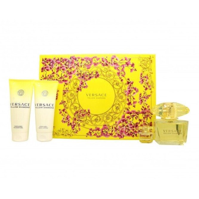 Versace Yellow Diamond Gift Set 90ml EDT + 100ml Body Lotion + 100ml Shower Gel + 5ml EDT