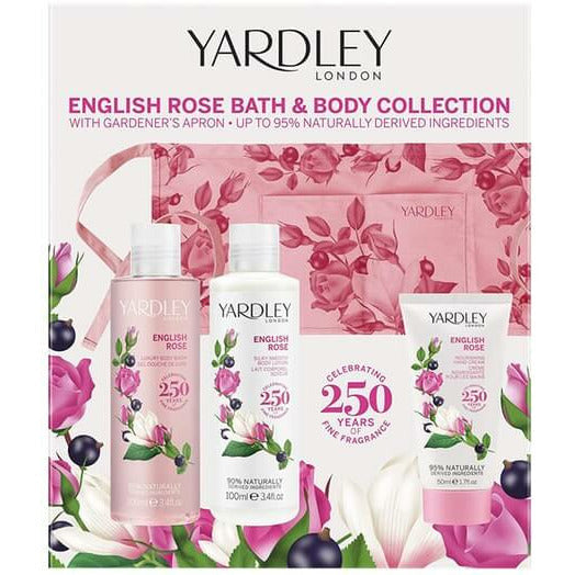 Yardley English Rose Gift Set 100ml Body Wash + 100ml Body Lotion + 50ml Hand Cream + Bag