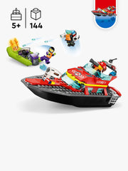 LEGO City Fire Rescue Boat Toy, Floats on Water Set 60373