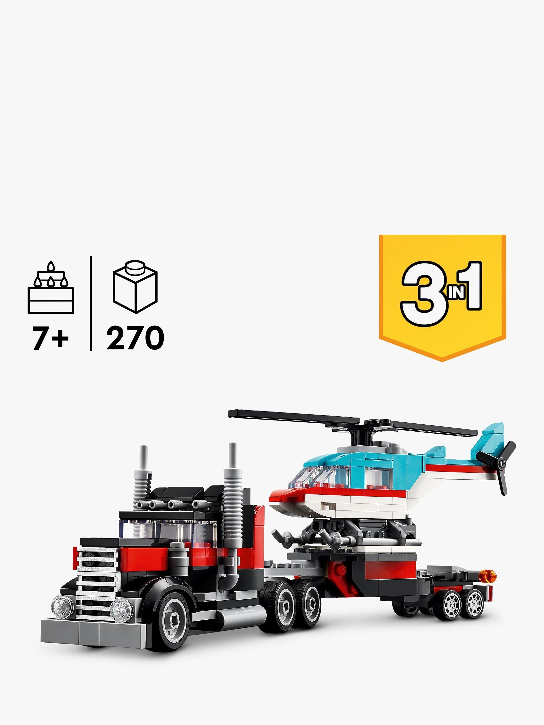 LEGO Creator 3in1 Flatbed Truck with Helicopter Toy 31146