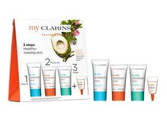 Clarins Grab And Go Set 30ml Cleansing Gel + 15ml Reboost Cream + 15ml Recharge Mask + 3ml Eye Treatment