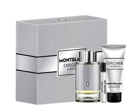 Mont Blanc Explorer Platinum Gift Set 100ml EDP + 100ml Shower Gel + 7.5ml EDP