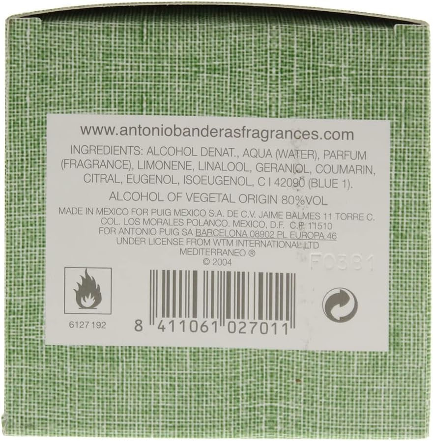 Antonio Banderas Mediterraneo Eau de Toilette 100ml Spray
