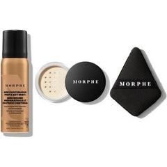 Morphe Jet-Setter Gift Set 36.8ml Continuous Prep & Set Mist + 2.6g Translucent Setting Powder + Highlight & Contour Sponge