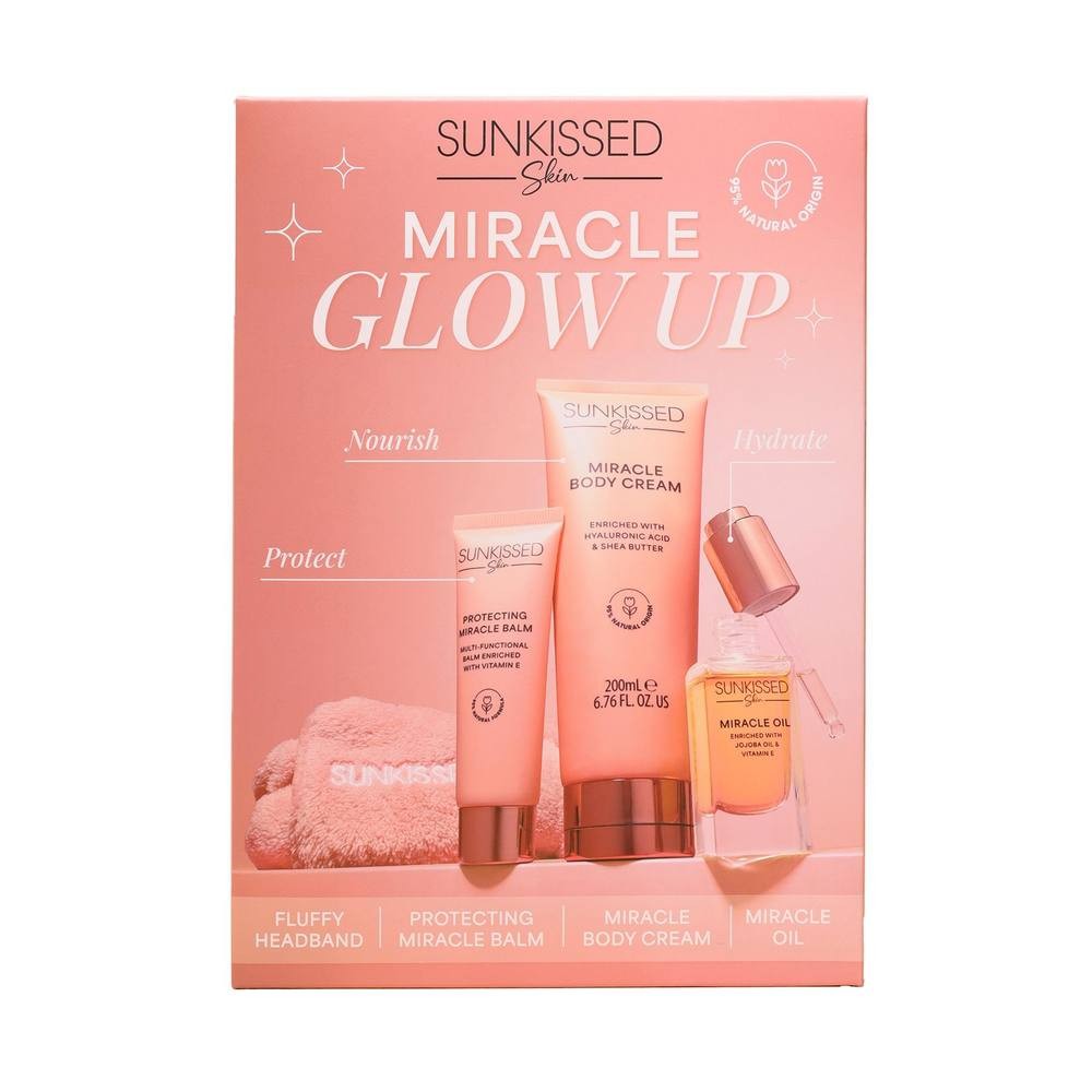 Sunkissed Miracle Glow Up Gift Set 40ml Protective Miracle Balm + 30ml Miracle Oil + 200ml Body Cream + 1 Piece Headband