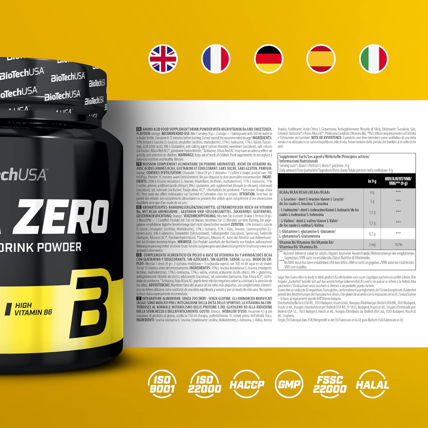 BioTechUSA BCAA Zero Orange - 360g - Sense42 Beauty and Health