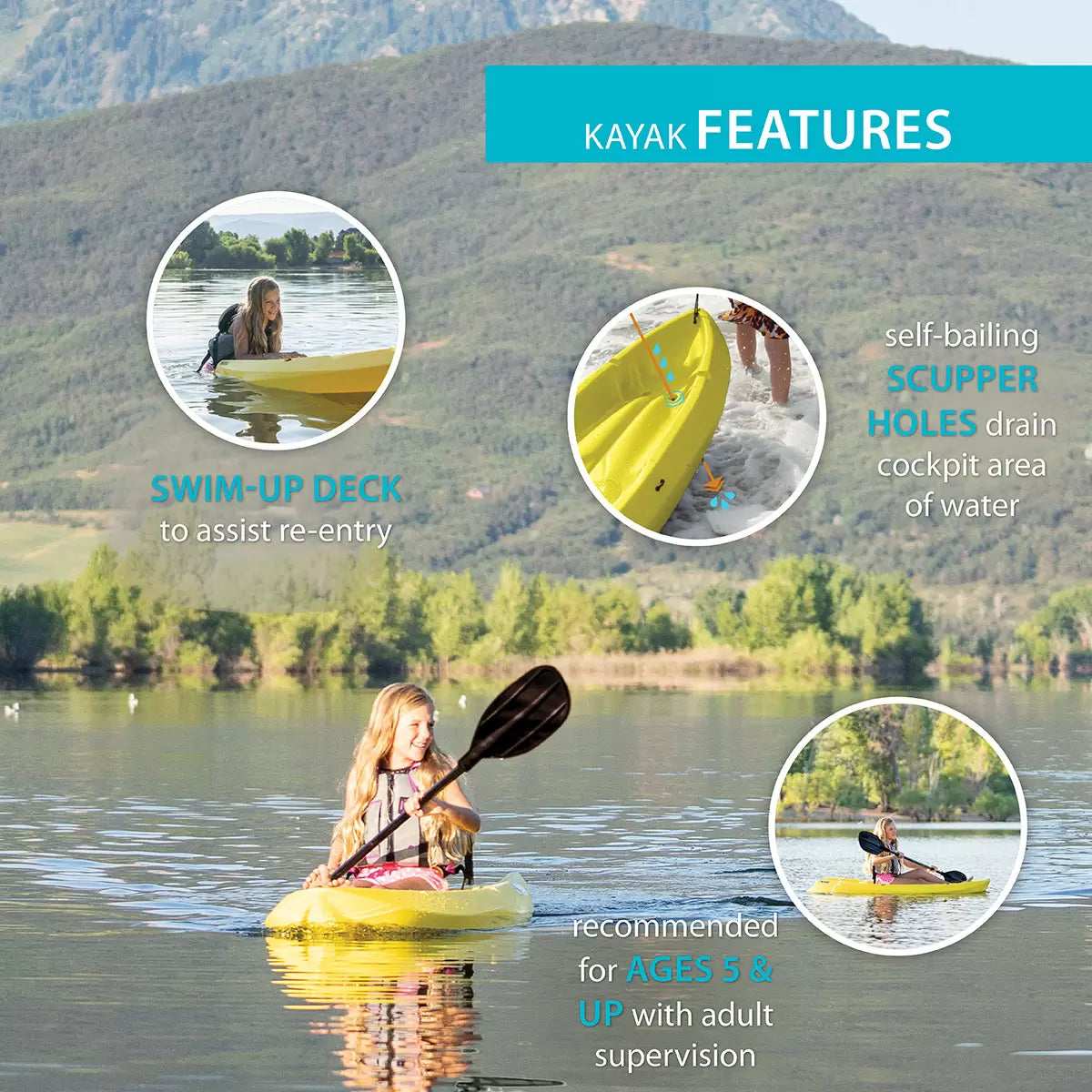 Lifetime Wave 6ft (180 cm) Sit On Youth Kayak + Paddle - Sense42 Beauty and Health