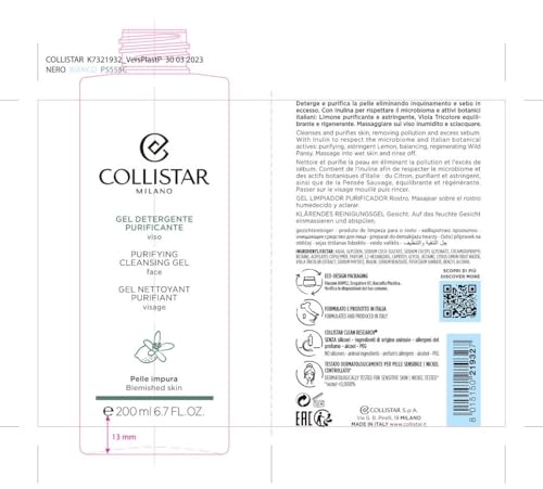 COLLISTAR Purifying Cleansing Gel 200 ml