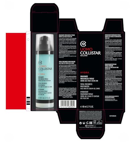 Collistar Hydra Uomo - Idratante Freschezza Totale Crema Gel Viso e Occhi, 80ml