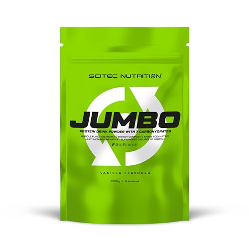 Scitec Nutrition Jumbo Protein Drink Powder with Carbohydrates, Creatine, L-Arginine, Betaine, BioPerine®, MCT Oil Powder, Added Amino Acids, 1,32 kg, Vanilla