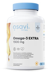Osavi Omega–3 Extra Molecularly Distilled 1300 mg – 120 Softgels | Lemon Flavor | EPA & DHA for Heart Health, Brain Function, and Vision I Molecular Distillation for Maximum Purity