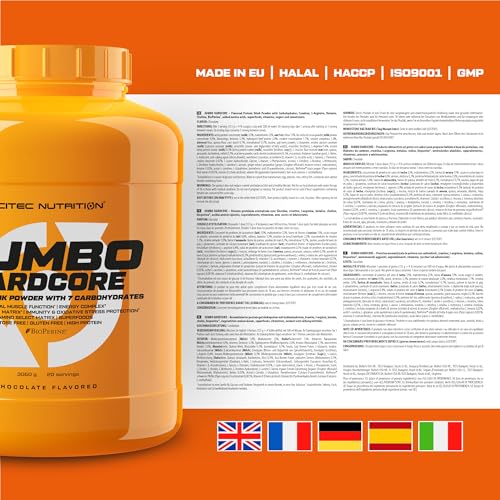 Scitec Nutrition Jumbo Hardcore, High Protein Weight Gainer with Amino Select Matrix, Superfoods, Creatine and with 7 carbohydrates, Gluten-Free and Lactose-Free, 3060 g, Chocolate - Sense42 Beauty and Health
