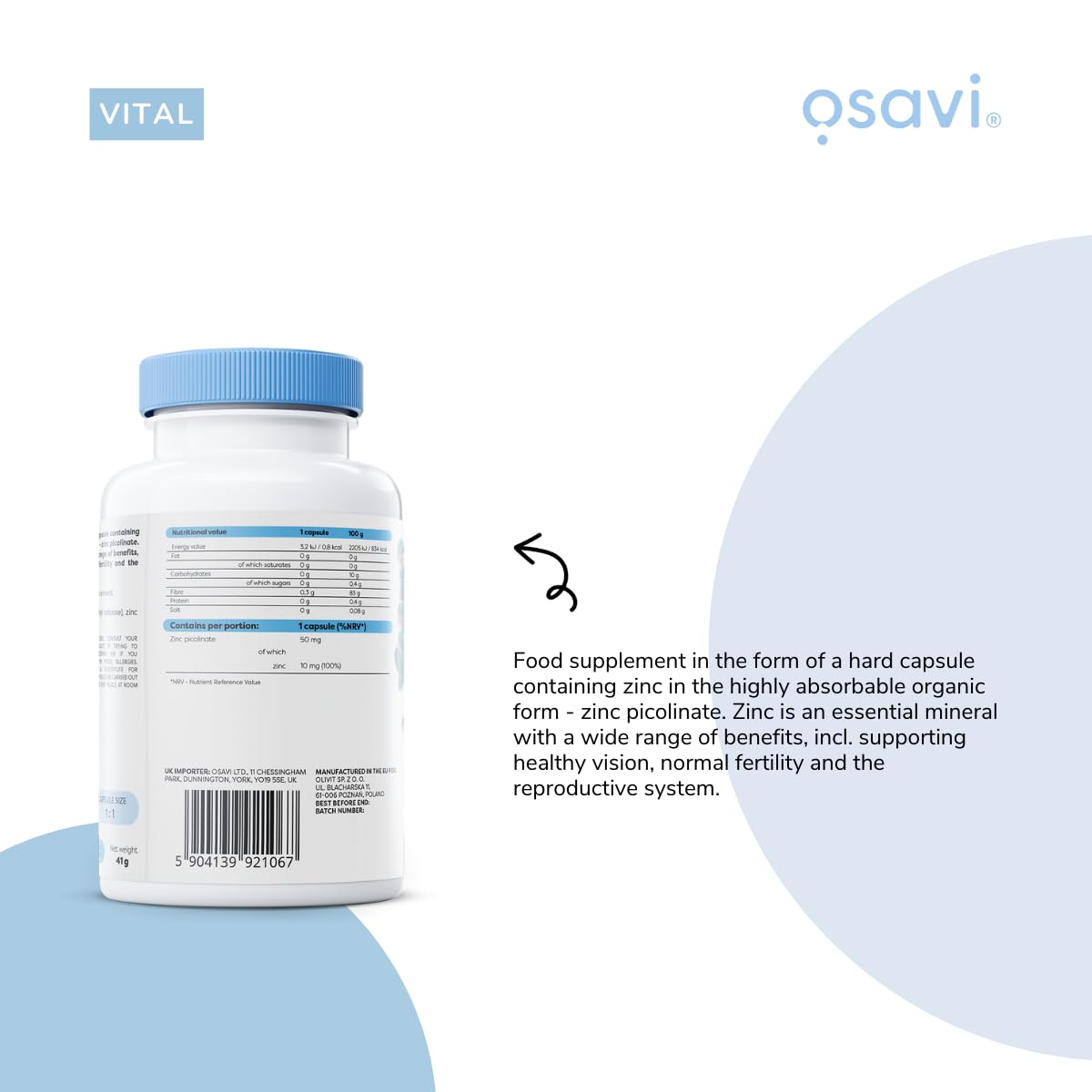 Osavi Zinc Picolinate 50mg - 120 Vegan Capsules