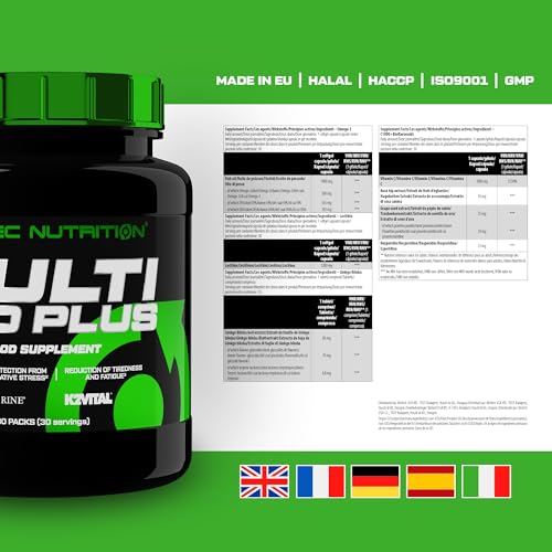 Scitec Nutrition Multi Pro Plus - 29-in-1 Multivitamin Food Supplement with Omega-3, Calcium, and Ginseng - 30 Day Supply in Convenient Sachets - Sense42 Beauty and Health