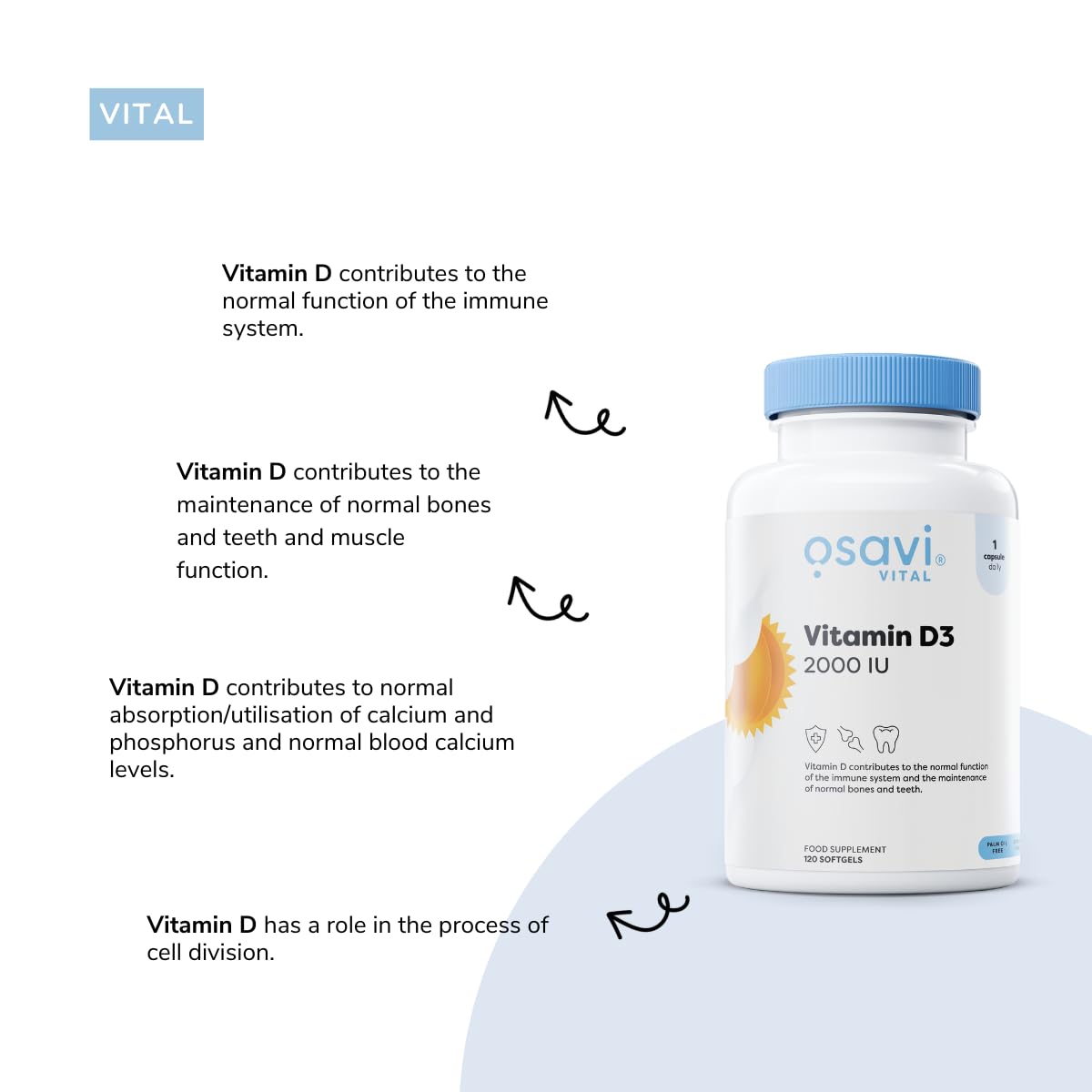 Osavi Vitamin D3 2000IU - 60 softgels