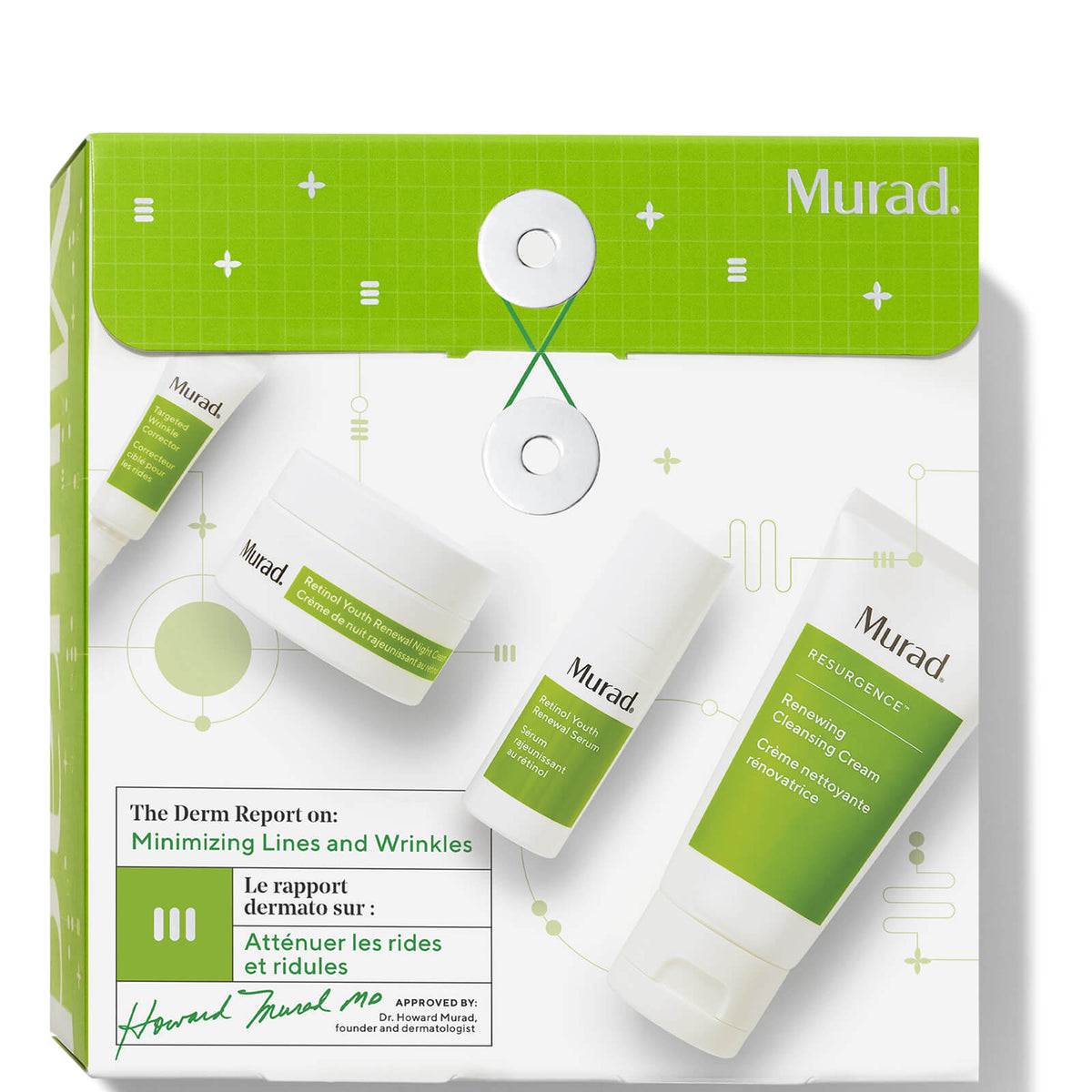 Murad The Derm Report Minimising Lines and Wrinkles 60ml Cleansing Cream + 3ml Wrinkle Corrector + 10ml Serum + 15ml Night Cream
