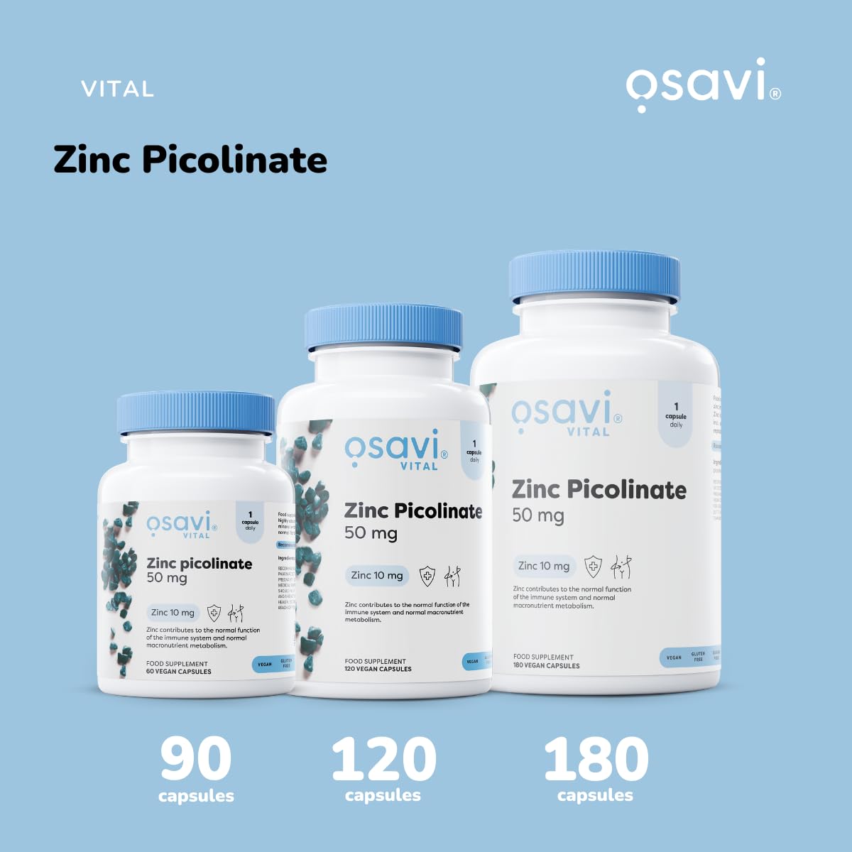 Osavi Zinc Picolinate 50mg - 120 Vegan Capsules