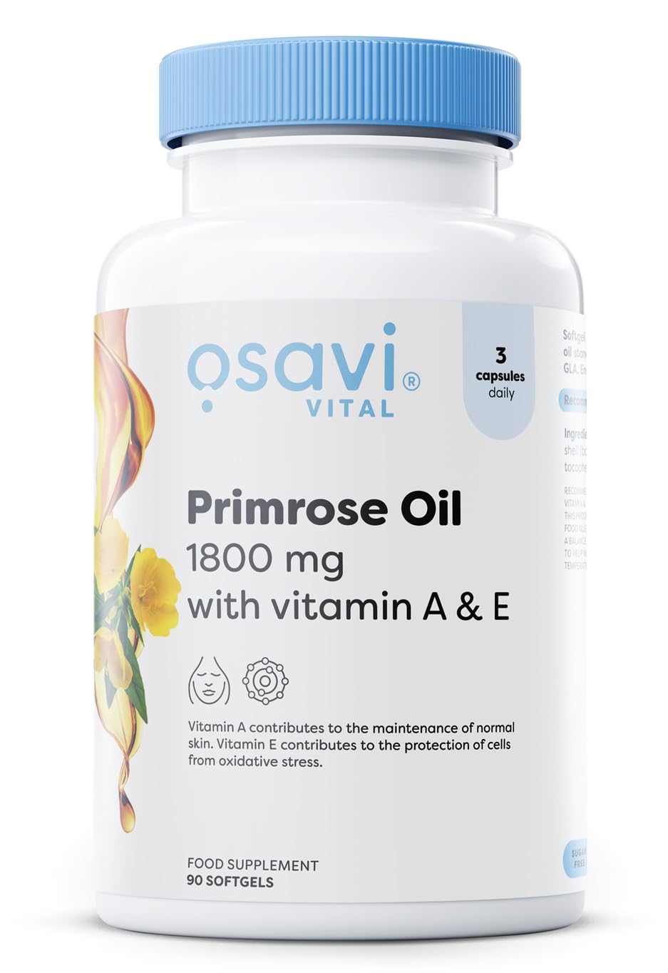 Osavi Primrose Oil 1800 mg with Vitamin A & E – 90 Softgels