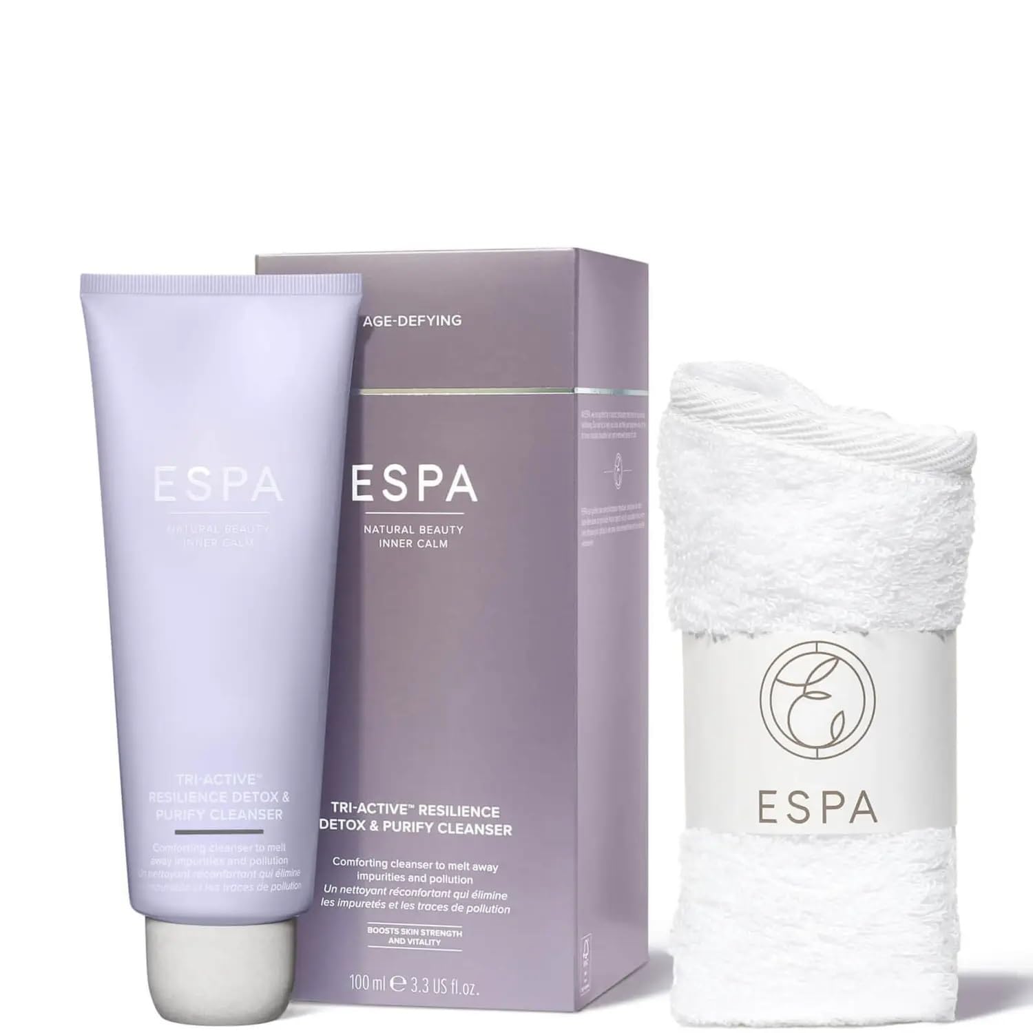 ESPA | Tri-Active™ Resilience Detox & Purify Cleanser | 100ml | Melts Away Makeup, Dirt & Oil | Protects Skin's Microbiome | Cream to Oil | Includes 100% Cotton Cloth