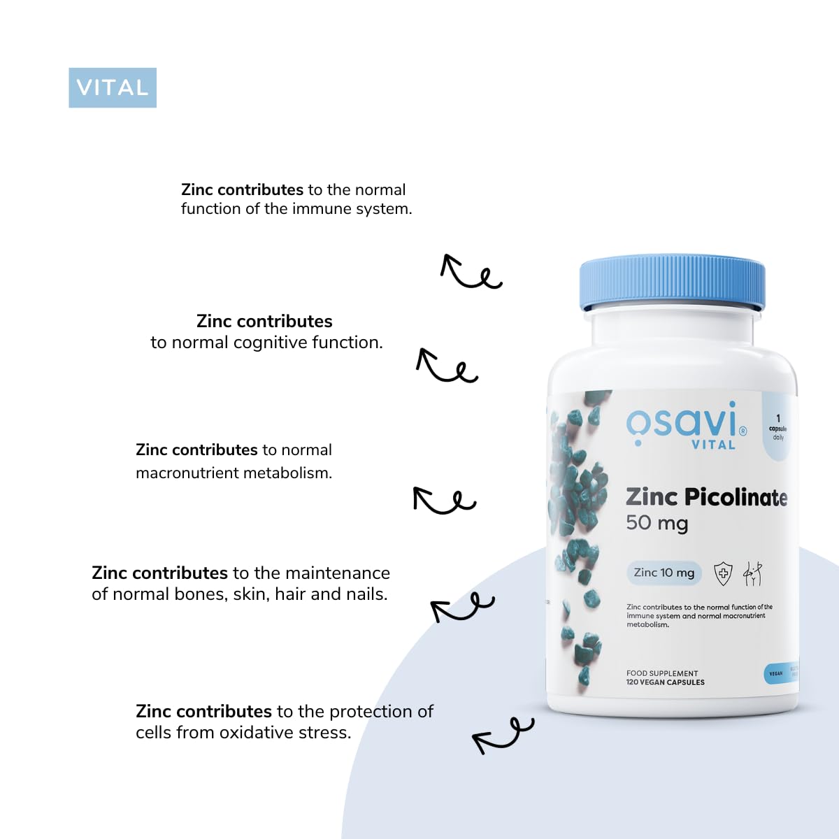 Osavi Zinc Picolinate 50mg - 120 Vegan Capsules