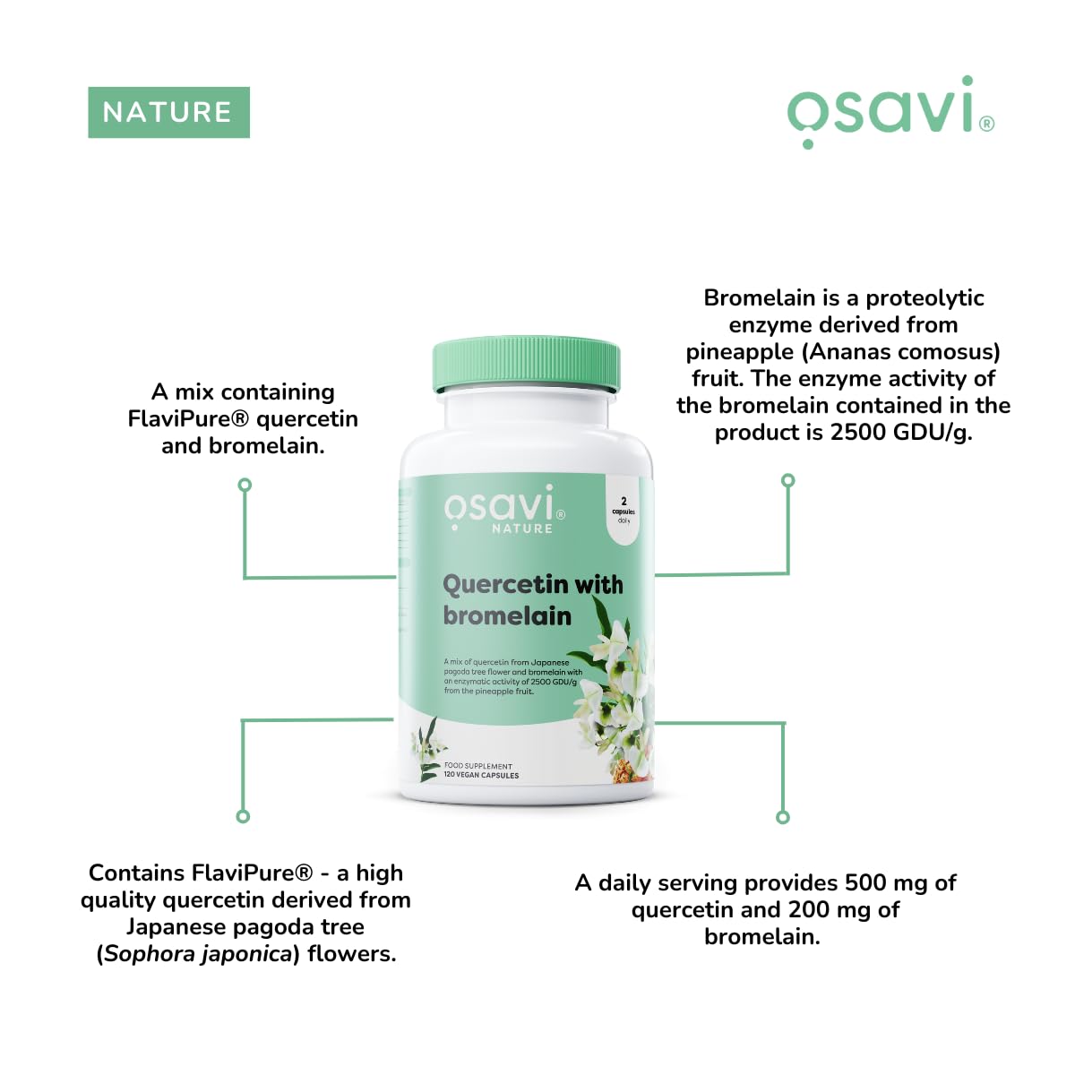 Osavi Quercetin with Bromelain – 60 Vegan Capsules