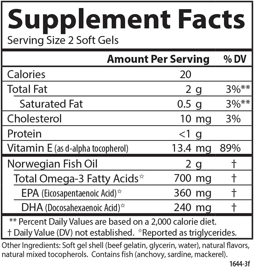 Carlson Labs The Very Finest Fish Oil - 700mg Omega-3s - Natural Orange - 120 + 30 softgels