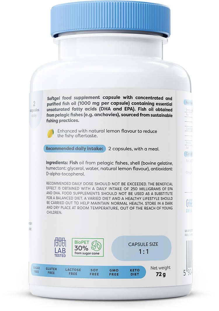 Osavi Omega-3 Fish Oil Molecularly Distilled 1000mg (Lemon) - 60 Softgels