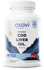Osavi Norwegian Cod Liver Oil Softgels, 1000mg (Lemon) - 90 softgels