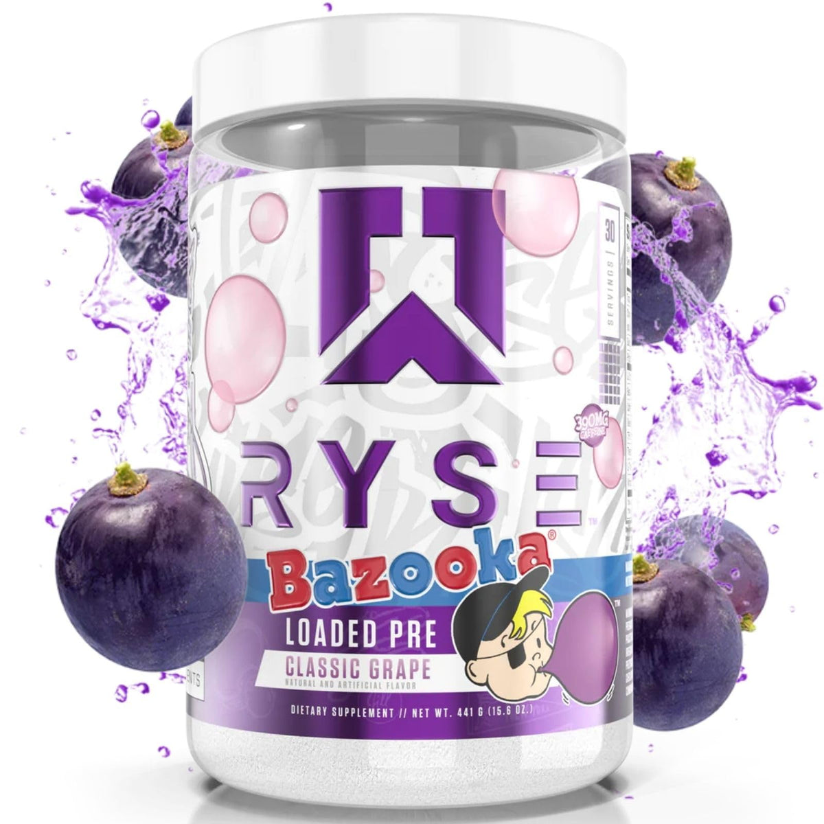 Ryse Loaded Pre, Bazooka Classic Grape - 438g - Sense42 Beauty and Health