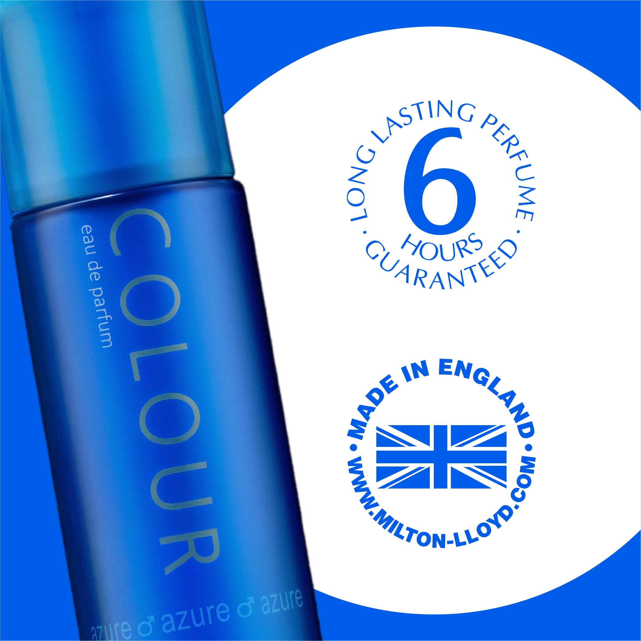 COLOUR ME Azure Perfume for Men. 50ml Eau de Parfum Men, Luxury Fragrance - Mens Aftershave, Long Lasting Fragrance for Men by Milton-Lloyd