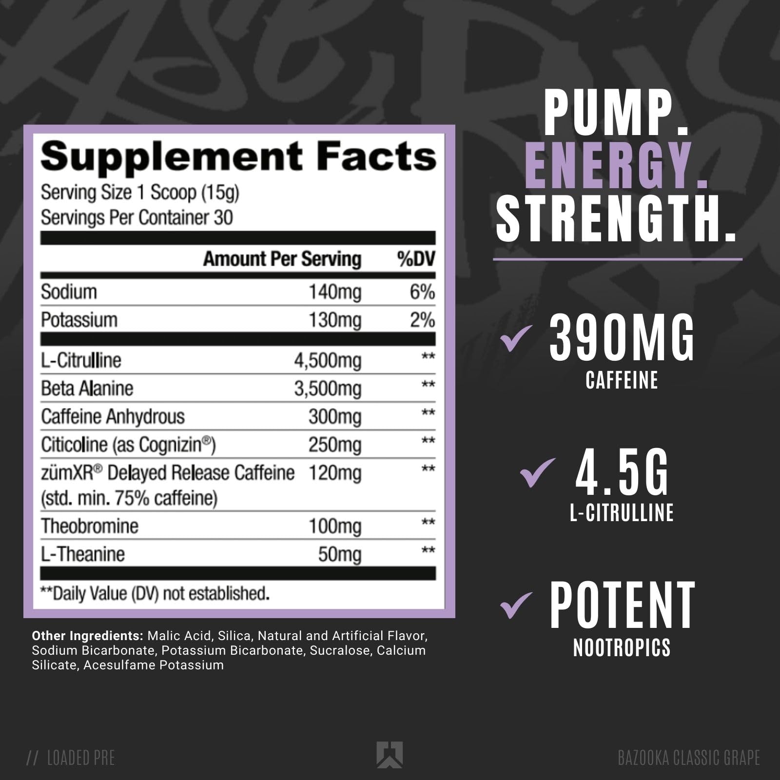 Ryse Loaded Pre, Bazooka Classic Grape - 438g - Sense42 Beauty and Health